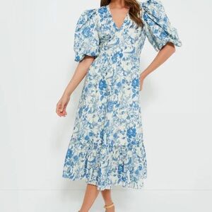 NWT Tuckernuck Blue Puff Sleeve Midi Dress